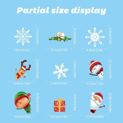 7 Sheets Christmas Snowflake Window Stickers, Reusable Window Stickers Santa Snowman Glass Christmas Decorations in Saudi Arabia
