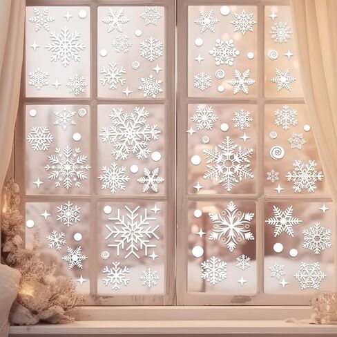 9 Sheets/155PCS Merry Christmas Winter Window Stickers - Cat & Christmas Tree Glass Decals | Double-Sided Xmas Refrigerator Decor | for Home, Office & Party Supplies in Saudi Arabia
