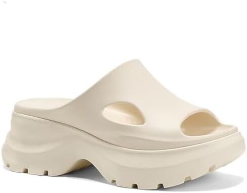 Women Eva Round Open Toe Arch Support Platform Cloud Slide Sandals Slip-On Comfort Anti-Slip Lug Sole Pillow Bathroom Shower Slippers Outdoor Casual Lightweight Cushion Beach Walking Sandals in Kuwait