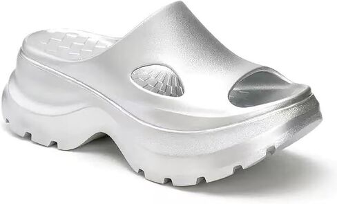 Women Eva Round Open Toe Arch Support Platform Cloud Slide Sandals Slip-On Comfort Anti-Slip Lug Sole Pillow Bathroom Shower Slippers Outdoor Casual Lightweight Cushion Beach Walking Sandals in Kuwait