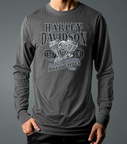 تيشيرت Harley-Davidson Military، حصريًا لجولة ما وراء البحار، بأكمام طويلة للرجال، مقاس كبير على شكل V-Twin in Saudi Arabia