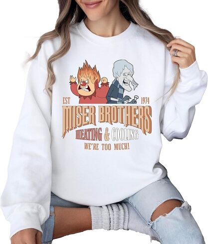 قميص Miser Brothers، تي شيرت للتدفئة والتبريد، قميص عيد الميلاد Hot and Cold Brothers، تي شيرت We're Too Much، تي شيرت للحرارة والثلج، Miser Holiday Heat Cool، تي شيرت مضحك ساخن وبارد in Kuwait