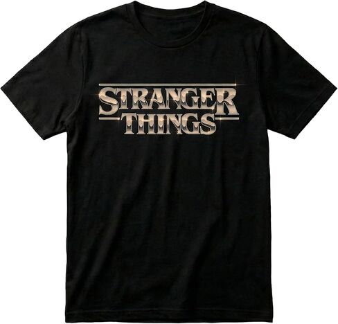 Stranger Things Classic Logo Shimmering Hawkins Eleven Adult T-Shirt in Saudi Arabia