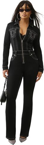 True Religion Knitigo Bootcut Jumpsuit for Women | Denim Piece, Moto Belted Style, Horseshoe Detail in Saudi Arabia