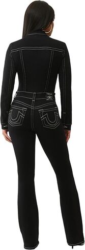True Religion Knitigo Bootcut Jumpsuit for Women | Denim Piece, Moto Belted Style, Horseshoe Detail in Saudi Arabia