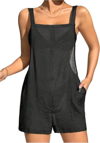 بدلة استحمام نسائية من SweatyRocks قطعة واحدة بجيب جانبي بدون أكمام للشاطئ الصيفي in Saudi Arabia