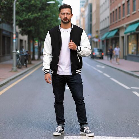 Men's Baseball Jacket Causal Slim Fit Varsity Letterman Jacket Boys Bomber Jackets in Saudi Arabia