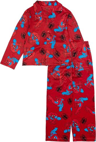Spiderman Classic Boys' 2-Piece Loose-fit Button Down Matching Pajama Set, Soft & Cute for Kids in Saudi Arabia