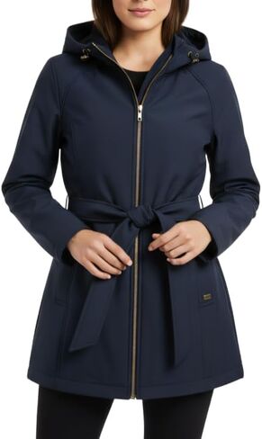 Tommy Hilfiger womens Belted, Hooded Softshell Raincoat in Saudi Arabia
