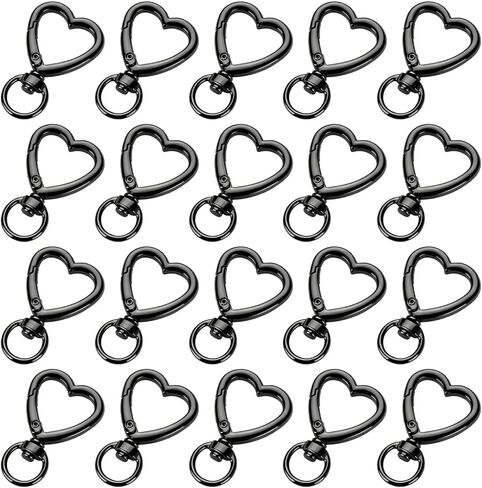 Metal Heart Shape Keychain, 20pcs Sliver Heart Carabiner Clips for Keys, Snap Hook Keychain Clip for Wristlets, Card Holders and Picture Keychains in Saudi Arabia