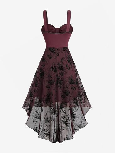 ROSE GAL Plus Size Womens Vintage Gothic Layered High Low Dress in Saudi Arabia
