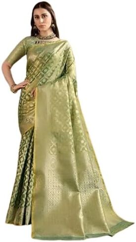 BFM Women's Banarasi Woven Design Saree With Unstitched Blouse Piece Traditional Ethnic Wear in Saudi Arabia