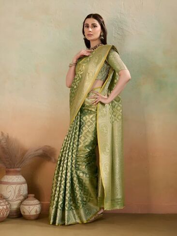 BFM Women's Banarasi Woven Design Saree With Unstitched Blouse Piece Traditional Ethnic Wear in Saudi Arabia