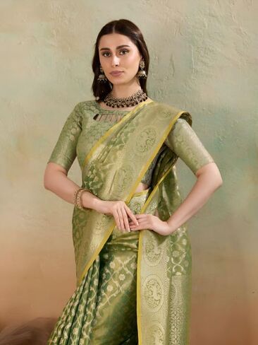 BFM Women's Banarasi Woven Design Saree With Unstitched Blouse Piece Traditional Ethnic Wear in Saudi Arabia
