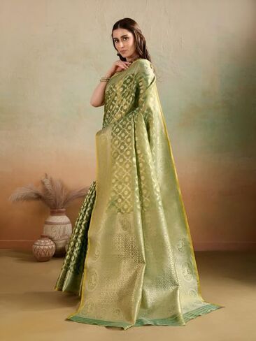 BFM Women's Banarasi Woven Design Saree With Unstitched Blouse Piece Traditional Ethnic Wear in Saudi Arabia