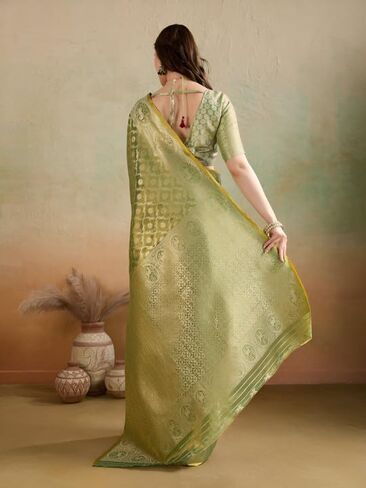 BFM Women's Banarasi Woven Design Saree With Unstitched Blouse Piece Traditional Ethnic Wear in Saudi Arabia