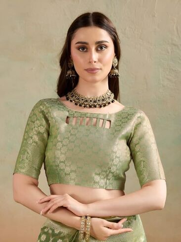 BFM Women's Banarasi Woven Design Saree With Unstitched Blouse Piece Traditional Ethnic Wear in Saudi Arabia