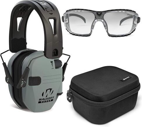 Walker's Razor Slim Electronic Muff (Black/Pink) Bundle with Ballistic Protection Glasses, and Protection and Safety Case (3 Items) in Saudi Arabia