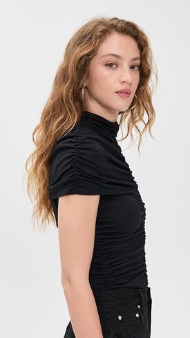 Susana Monaco Women's Mock Neck Overlay Gathered Top 3" in Kuwait