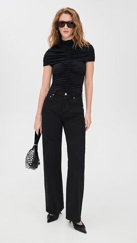 Susana Monaco Women's Mock Neck Overlay Gathered Top 3" in Kuwait