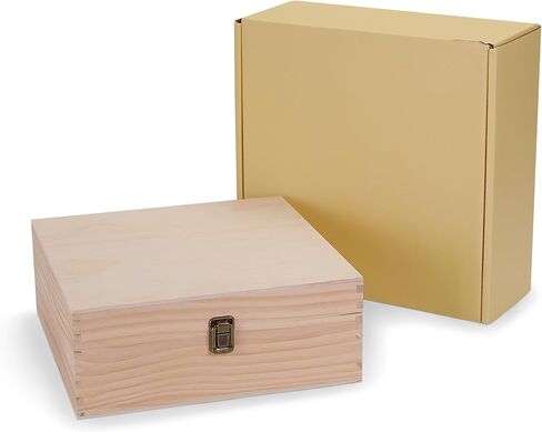 makerflo Medium Grey Pine Wood Memory Box with Hinged with Clasp, Black Felt Inside, Keepsake Wooden Box Ideal for Craft and Personalization (Laser Engraving, Epoxy, UV DTF, and Vinyl) – Pack of 1 in Saudi Arabia
