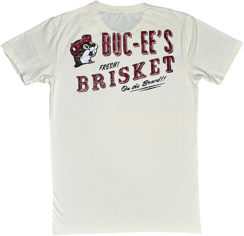 Buc-ee's Fresh Brisket Graphic T-Shirt, White Cotton, Short Sleeve, Casual Style Fall 2025 in Saudi Arabia