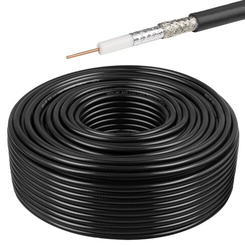 XRDS -RF RG6 Dual Shield Cable 50FT, 18 AWG 75 Ohm Bare Copper Conductor RG6 Coaxial Cable (50feet, Black) in Kuwait