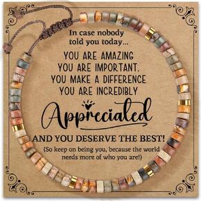 Energy Encourage Gift Bracelet,Inspirational Natural Stone Small Beaded Bracelets -Thinking of You, Get Well Positive Gifts for Mom,Sister,Wife,Husband (Dark) in Saudi Arabia