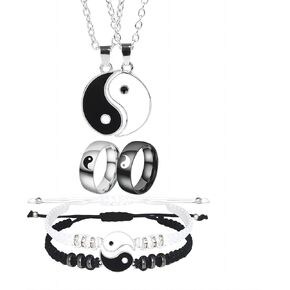 مجموعة قلادة يين يانغ للنساء والرجال المتطابقة مع حلقات سوار يين يانغ لمجوهرات عيد الحب لصديقتك وصديقتك in Kuwait