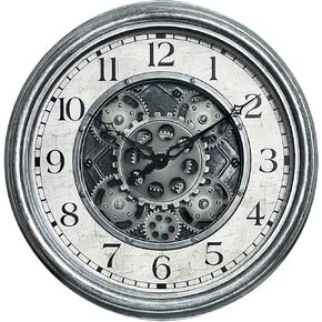 Lily's Home 15" Moving Gears Wall Clock, Large Modern Clocks for Living Room Decor, Industrial Steampunk Vintage Decorative Wall Clock for Home, Office - Intricate Gear Design, Bold Numbers (Bronze) in Kuwait