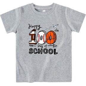 طفل 100 يوم من القمصان المدرسية للبنين طفل Grils بلدي سعيد 100 يوم من المدرسة تي شيرت القطن مضحك تصميم القمم 3-7T in Kuwait