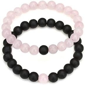 Unisex Stylish Couple-Combo Stones Onyx, Lava, Rose, Tiger, Howlite, Jade, Aventurine Bracelet For Friendship Relationship Boyfriend Girlfriend Valentines Gift in Saudi Arabia