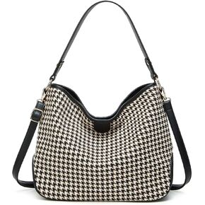 Women's Knitted Shoulder Crossbody Bag Fashion Checkered Handbag Large Totes Casual Work Top Handle Purse in Saudi Arabia