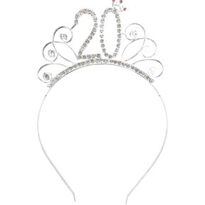 Silver 20th Birthday Headband Tiara Headband for Girls Women,Happy 20th Birthday Party Hair Accessories for Party Dress in Saudi Arabia