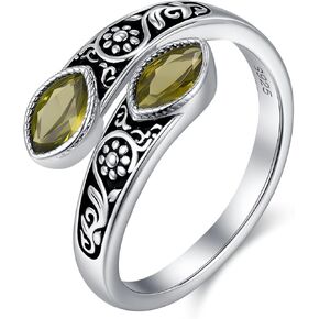 925 Sterling Silver Adjustable Birthstone Thumb Ring for Women - Vintage Spoon Ring with Opal & Amethyst - Gifts for Mom Wife Sister Her in Saudi Arabia