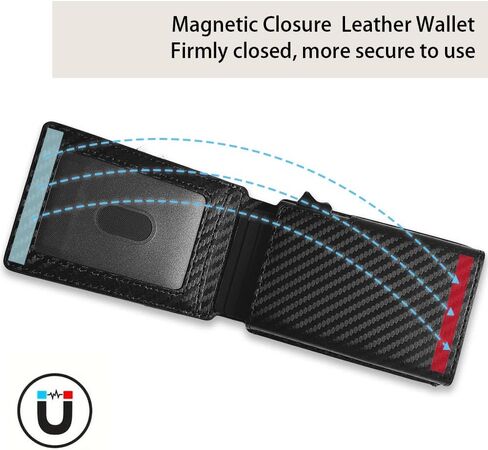 Slim Wallet for Men | RFID Popup Bifold Wallet with Money Clip | Minimalist Carbon Fiber Mens Wallet | Quick Access Card Holder | Luxury Gift for men in Saudi Arabia