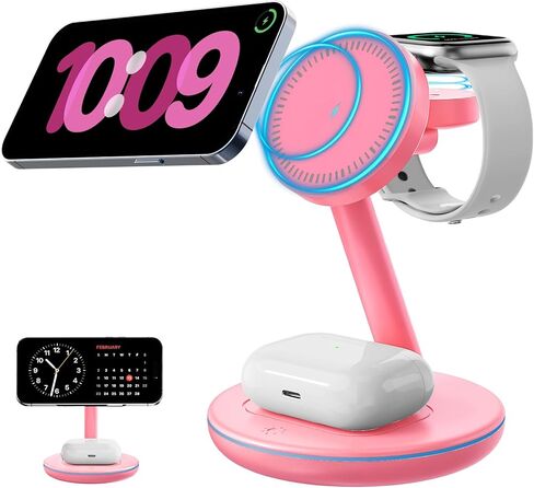 2025 Magnetic 3 in 1 Charger Stand,with Friendly Light for iPhone 16 15 14 13 12 Pro Max Plus Series,Mag-Safe Charger for Apple Watch Series and Air pod 4 3 2 Pro,Gift for Men/Women in Kuwait
