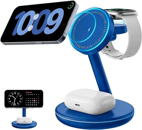 2025 Magnetic 3 in 1 Charger Stand,with Friendly Light for iPhone 16 15 14 13 12 Pro Max Plus Series,Mag-Safe Charger for Apple Watch Series and Air pod 4 3 2 Pro,Gift for Men/Women in Kuwait