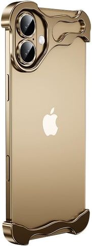 Frameless Series Designed for iPhone Case,Minimalist Protective Shock Absorption Aerospace Grade Aluminum Shells & Elastomer Inlays Easy Fit,Shockproof Bumper Cover (Gold,iPhone 16 Plus) in Saudi Arabia