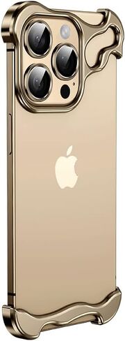 Frameless Series Designed for iPhone Case,Minimalist Protective Shock Absorption Aerospace Grade Aluminum Shells & Elastomer Inlays Easy Fit,Shockproof Bumper Cover (Gold,iPhone 16 Plus) in Saudi Arabia
