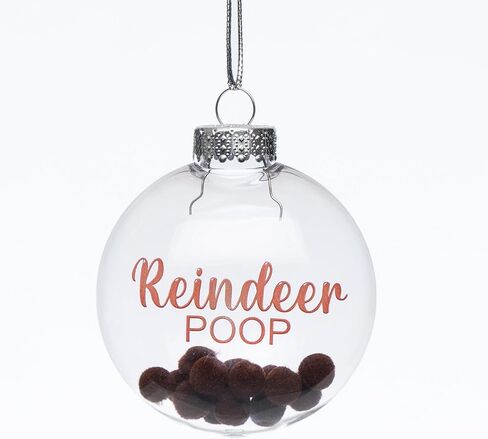 Reindeer Poop Ornament - Funny Christmas Ornament 2025 for Adults & Kids, Unique Gag Gift, Hilarious Tree Decoration, Shatterproof Clear Plastic Novelty Christmas Ornament in Saudi Arabia