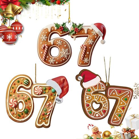 3PCS Santa Says Six Seven Christmas Ornament, Funny 6 7 Meme Christmas Ornament, 67 Ornament, 67 Themed Christmas Tree Hanging Ornaments Gifts for Christmas Tree (C) in Saudi Arabia