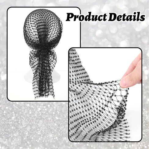 2 PCS Rhinestone Head Scarf, Mesh Rave Head Scarf, Glittering Wide Stretchy Headwraps for Women Rave Nightclub Party (Black, White) in Saudi Arabia