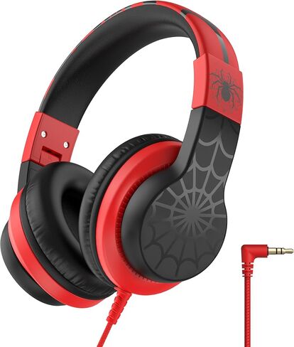 iClever HS19 Kids Headphones with Microphone for School, Volume Limiter 85/94dB, Over-Ear Girls Boys Headphones for Kids with Shareport, Foldable Wired Headphones for iPad/Travel (Black) in Kuwait