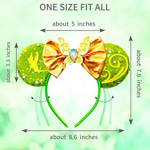 Mouse Ears Headband - Sequin Fairies Bow Hairband Hair Hoop for Women Adults Theme Park Cosplay Costume Birthday Party Decoration in Saudi Arabia