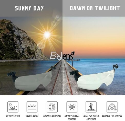 Hat Visors Clips Cap Clip on Photochromic Sunglasses Rimless Anti-Glare UV Protection Outdoors in Saudi Arabia