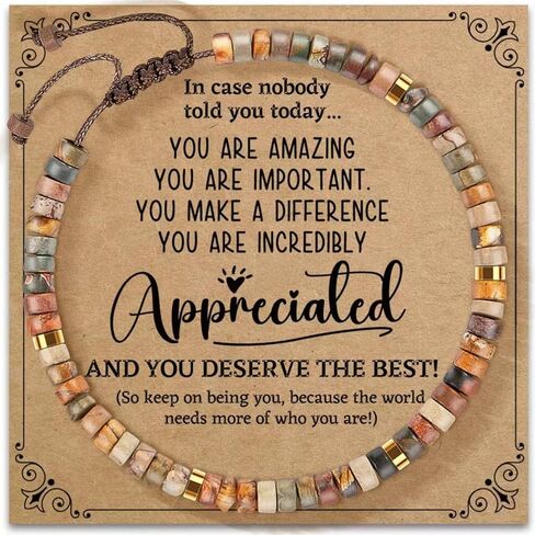 Energy Encourage Gift Bracelet,Inspirational Natural Stone Small Beaded Bracelets -Thinking of You, Get Well Positive Gifts for Mom,Sister,Wife,Husband (Dark) in Saudi Arabia