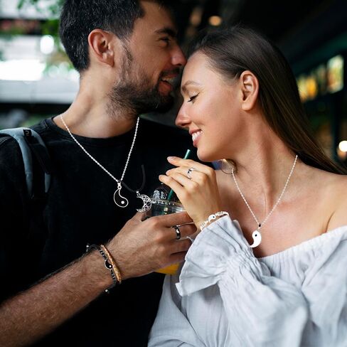 Yin Yang Necklace Set for Women Men Matching Yin Yang Bracelet Rings for Boyfriend Girlfriend Valentine's Day Jewelry in Kuwait