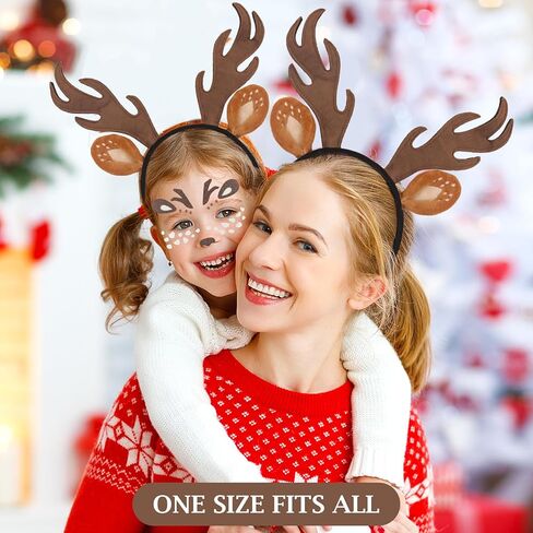 FunMular Deer Antlers Headband Cute Deer Ears Antler Headband Face Sticker Deer Costume Accessories for Women Christmas in Saudi Arabia