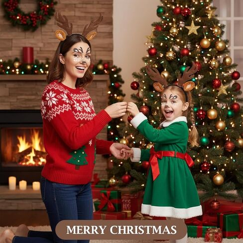 FunMular Deer Antlers Headband Cute Deer Ears Antler Headband Face Sticker Deer Costume Accessories for Women Christmas in Saudi Arabia